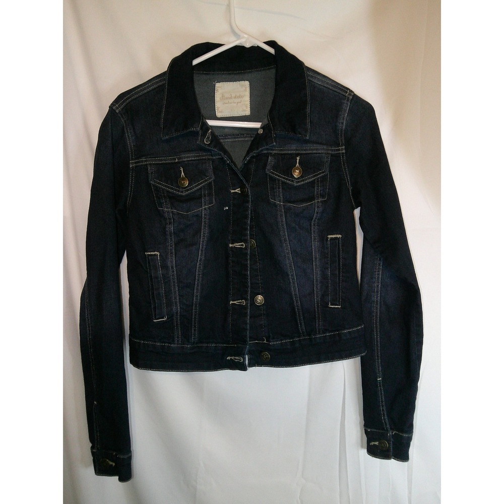 Altar'd State‎ Denim Jacket Dark Wash Fitted Cropped Jean Jacket XS